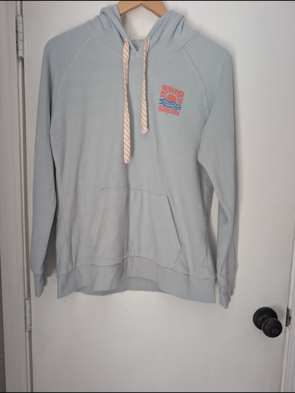 Rhythm Light Blue Hoodie with Multicolored Drawcord